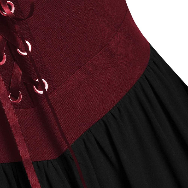 CHARMMA Gothic Halloween Kleid Kostüm Damen,Übergrösse A-Linie Schnüren Maxi Kleider mit Schmetterli