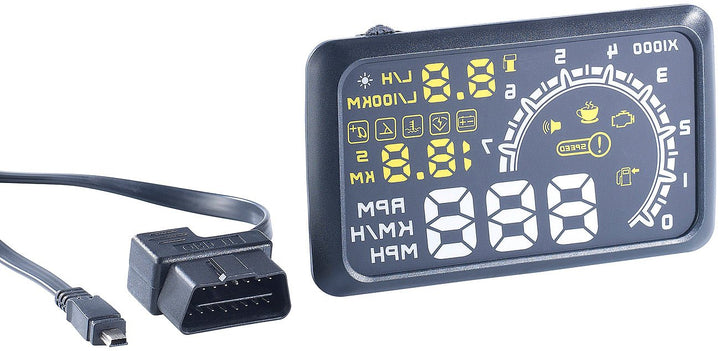 Lescars OBD Display: Head-up-Display HUD-55C für OBD2-Anschluss (OBD Anzeige, Tachoanzeige auf Winds