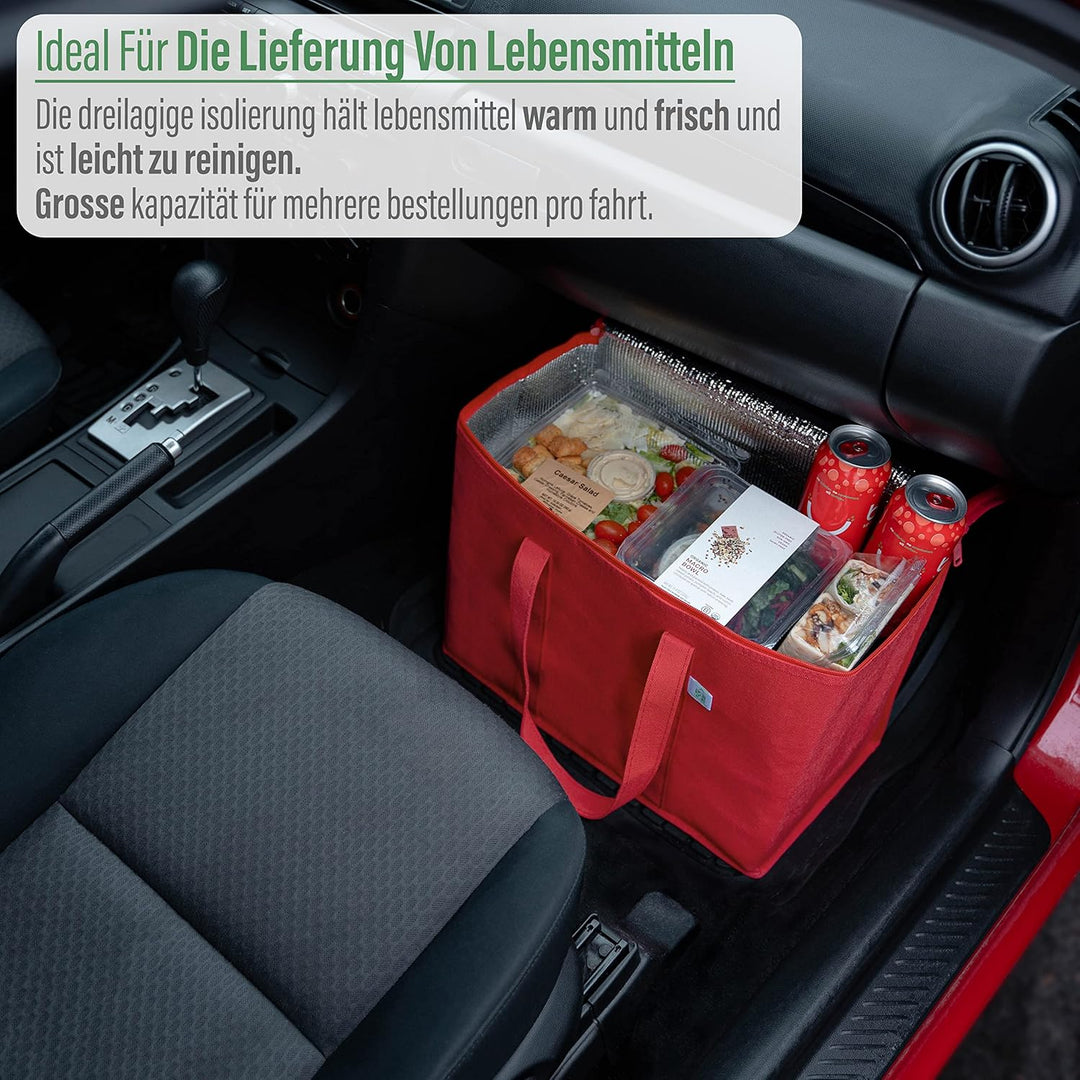 VENO 2-er Pack isolierte, wiederverwendbare Kühltasche, Einkaufstaschen, gross, robuste Griffe, Dopp
