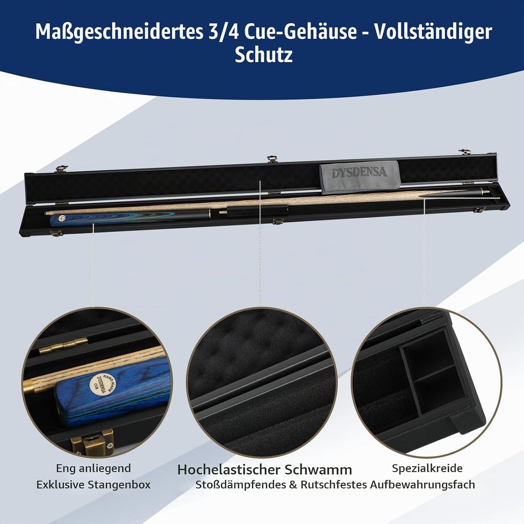 57 inch Premium Ash Wood Snooker Cue with Extension,18 oz weight, 10mm Leather Tip, 3/4 Design, Comp
