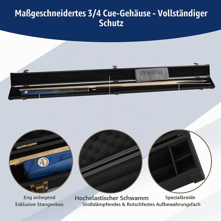57 inch Premium Ash Wood Snooker Cue with Extension,18 oz weight, 10mm Leather Tip, 3/4 Design, Comp