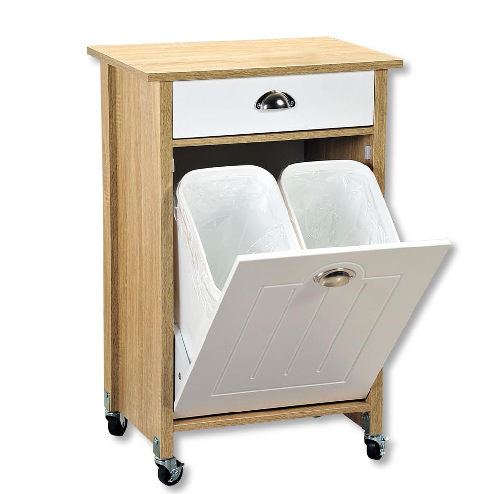 Kesper |Küchenwagen mit Mülltrennsystem, Material: Faserplatte, Masse: B 50 x H 78,5 x T 37 cm, Farb