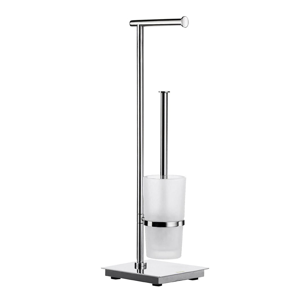 Smedbo "Outline Lite WC Rollenhalter und Bürste von Edelstahl poliert/mattiertes Glas, Silber/Weiss