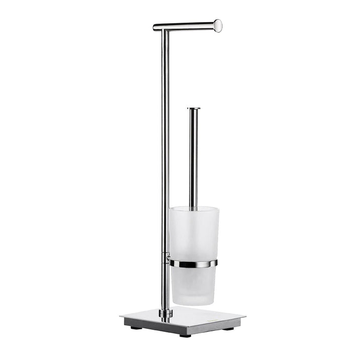 Smedbo "Outline Lite WC Rollenhalter und Bürste von Edelstahl poliert/mattiertes Glas, Silber/Weiss