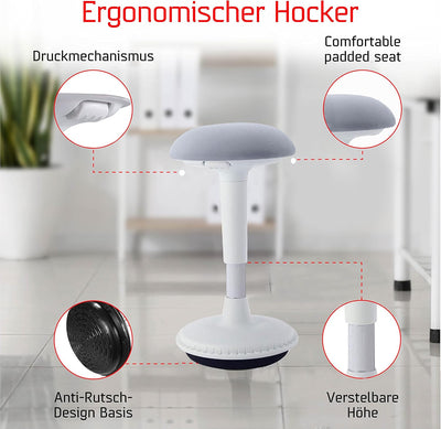 Dynaseat Ergonomischer Hocker höhenverstellbar zum Sitzen & Stehen (Weiss, 65-85 Variante) - Sitzho