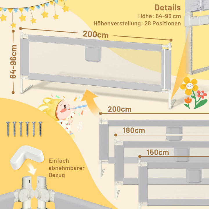 Bettgitter Rausfallschutz Bett, Bettgitter zum Schutz vor Stürzen für Kleinkinder, Bettschutzgitter