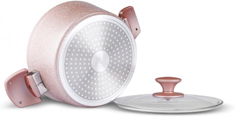 Karaca Biogranit Rosegold Induktions Kochtopf Set, 7 Teilig - Hochwertiges Kochgeschirr mit Antihaft