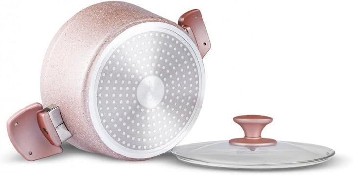 Karaca Biogranit Rosegold Induktions Kochtopf Set, 7 Teilig - Hochwertiges Kochgeschirr mit Antihaft