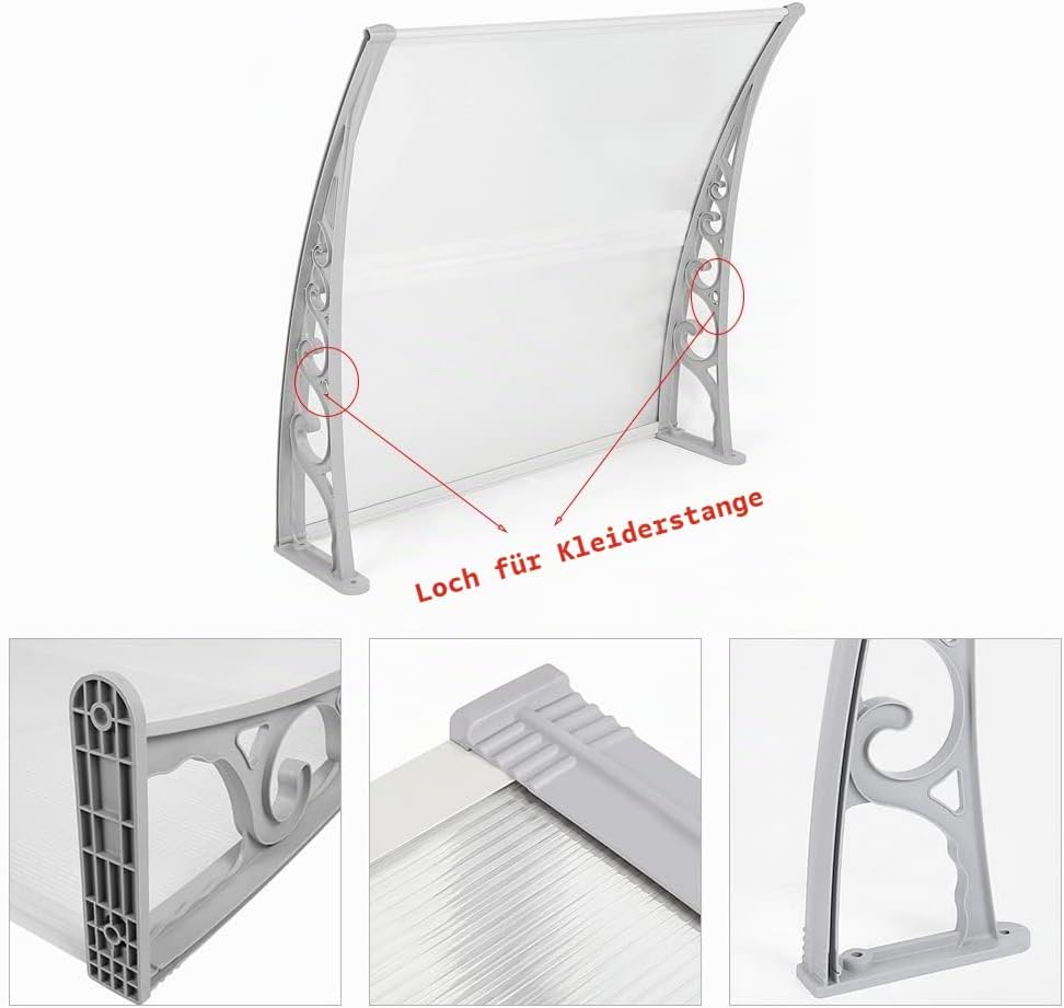 XUANYU Überdachung Haustür aus Aluminium und Polycarbonat, Vordach Haustür, Vordach für Haustür, Tür