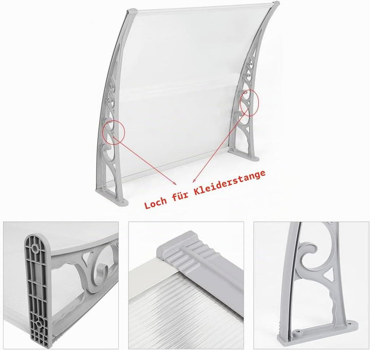 XUANYU Überdachung Haustür aus Aluminium und Polycarbonat, Vordach Haustür, Vordach für Haustür, Tür