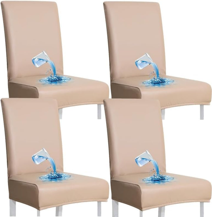 Stuhlhussen 6er/4er PU Leder Stuhlbezug wasserdichte Stretch Esszimmer Stuhlüberzug Stretch Stuhl Hu