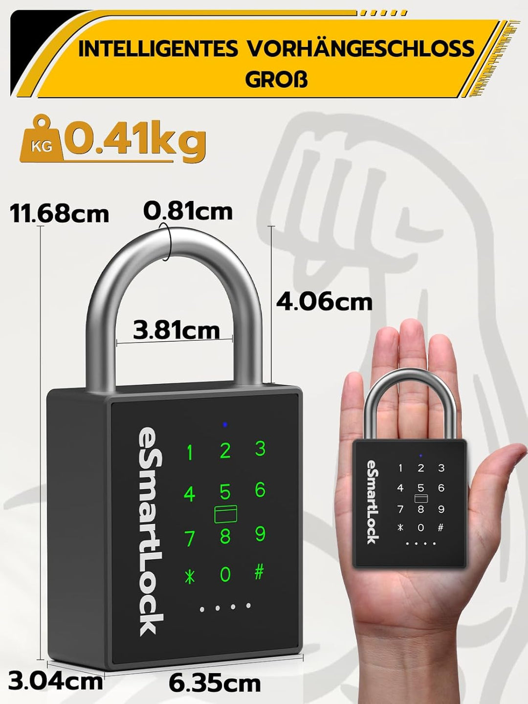 Anweller Biometrisches Schloss,Bluetooth schlösser mit code und RFID,Wetterfester Vorhängeschloss mi