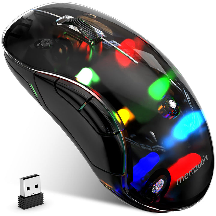 memzuoix LED Kabellose Maus – Wiederaufladbare 2.4G Optische Maus mit Magnetischer Abdeckung, Sanfte
