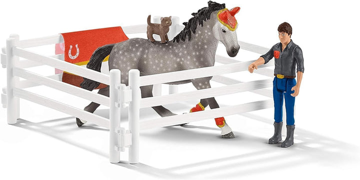 schleich 42443 HORSE CLUB Mias Voltigier-Reitset, 18 Teile Spielset mit schleich Pferde Figur, Mädch