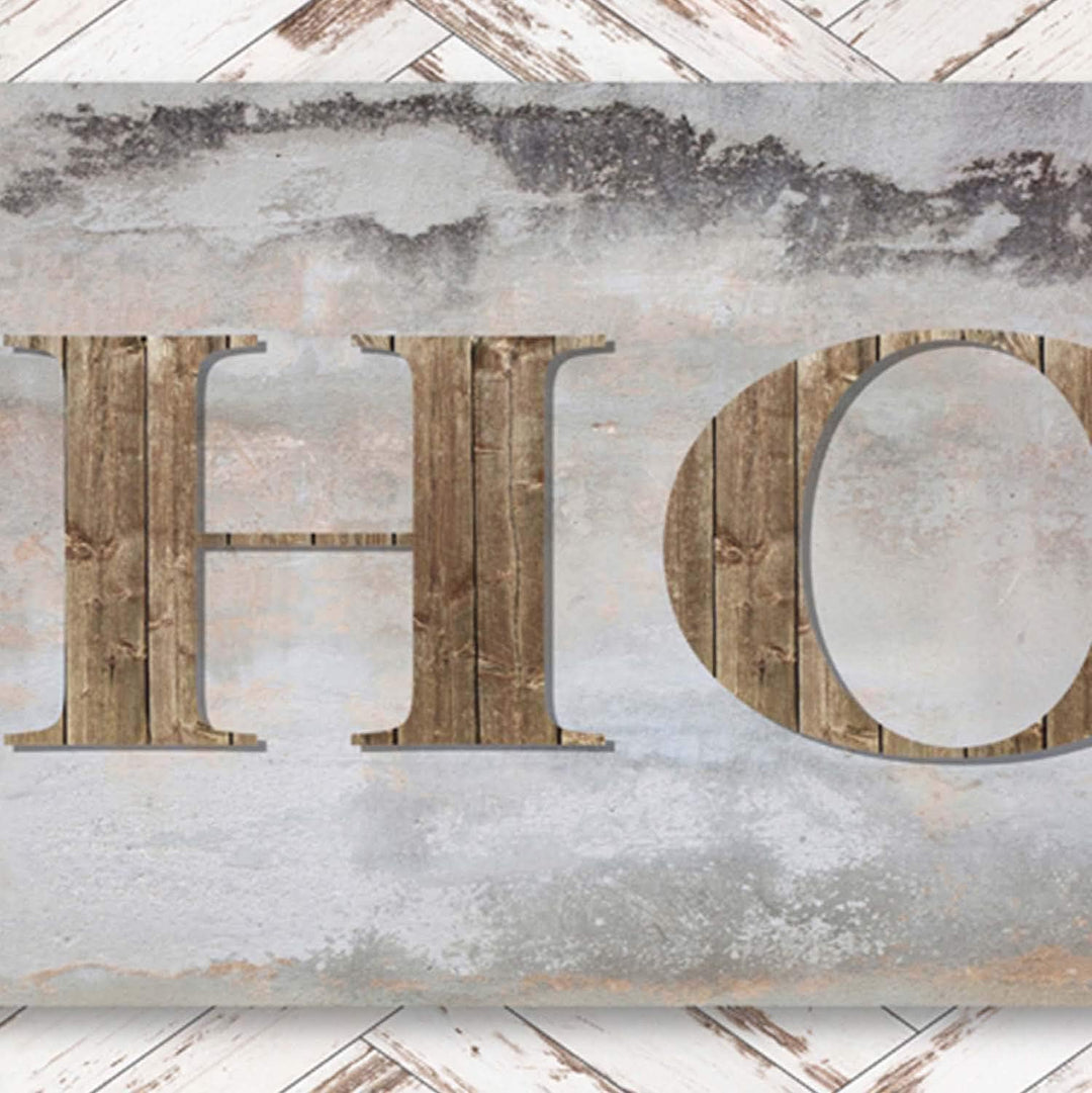 Feeby Bild auf Leinwand Inschrift Haus 90x60 cm Kunstdruck modern Herz auf Zeichenfolge Retro Beige