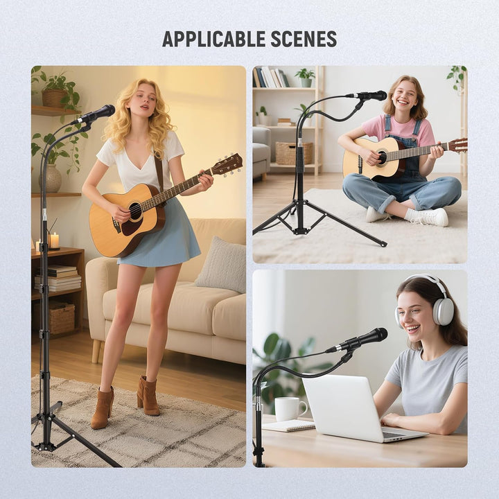 NEEWER Mikrofonständer mit flexiblem Arm, Boom Arm Microphone Stand Boden Stativ Halterung mit Mic C