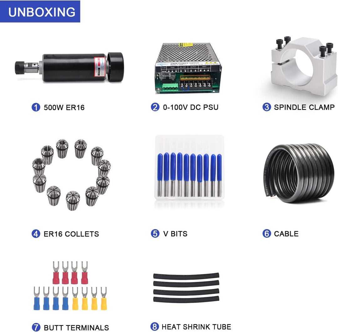 Daedalus CNC Gebürsteter Spindelmotor Set, 500 W, ER16 500W ER16