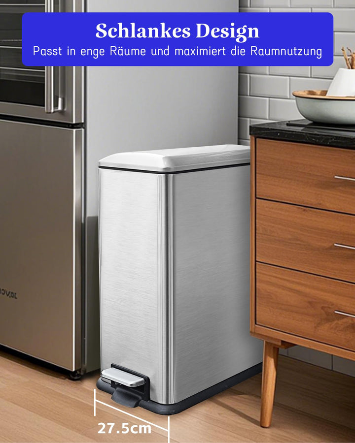 Mülleimer Küche, Grosser Tretmülleimer,Küchenmülleimer mit Deckel silber 45L, silber 45L