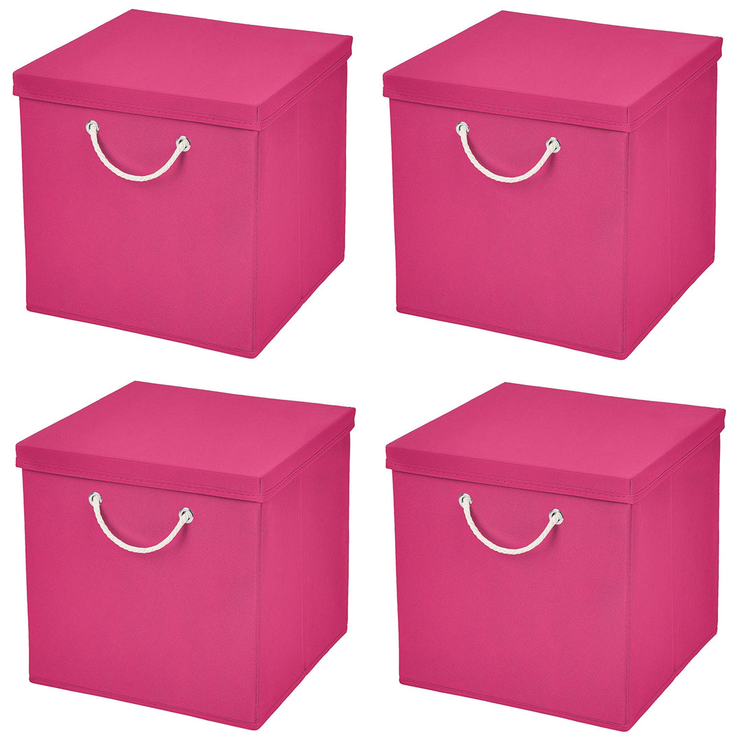 Stick&amp;Shine 4X Aufbewahrungs Korb Pink Faltbox 30 x 30 x 30 cm Regalkorb faltbar mit Kordel und mit