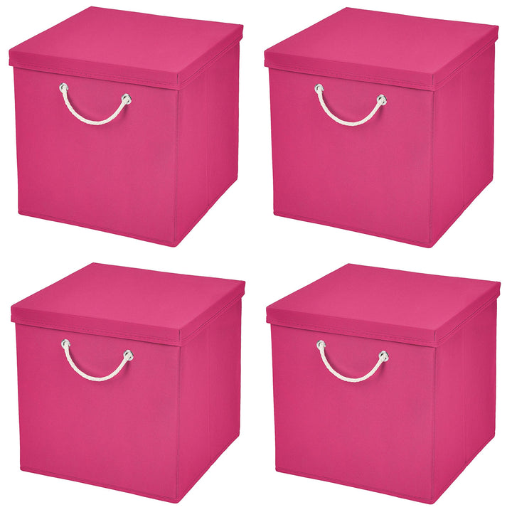 Stick&amp;Shine 4X Aufbewahrungs Korb Pink Faltbox 30 x 30 x 30 cm Regalkorb faltbar mit Kordel und mit