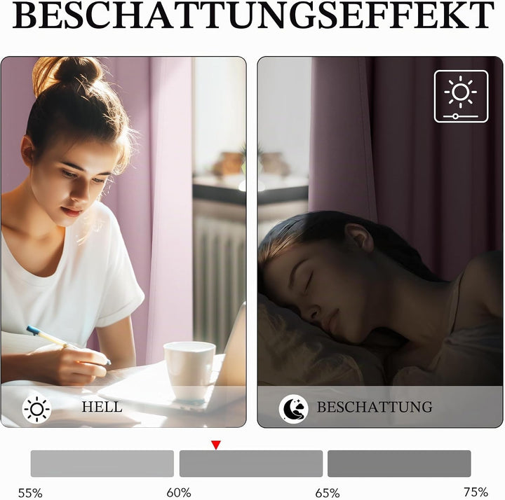 PONY DANCE Gardinen Kinderzimmer Mädchen - Schlaufengardinen 2er Set Blickdichte Vorhänge Hellpink S