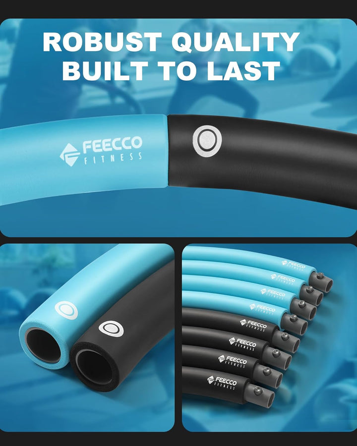 FEECCO Hula Hoop Reifen Erwachsene - hullahub Reifen zum Abnehmen Blau 1,9 kg, Blau 1,9 kg