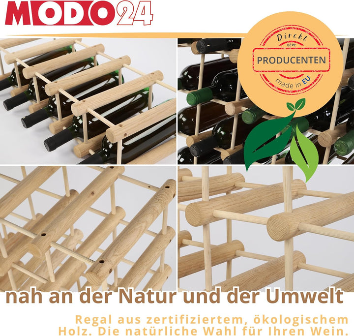 Weinregal Modular EICHE, für 40 Flaschen oder mehr, Flaschenregal, Weinständer, Getränkeregal, Flasc