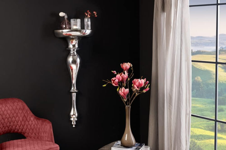 Invicta Interior Stylischer Design Wandkonsole Aluminium 80 cm Beistelltisch silberfarbig Barock