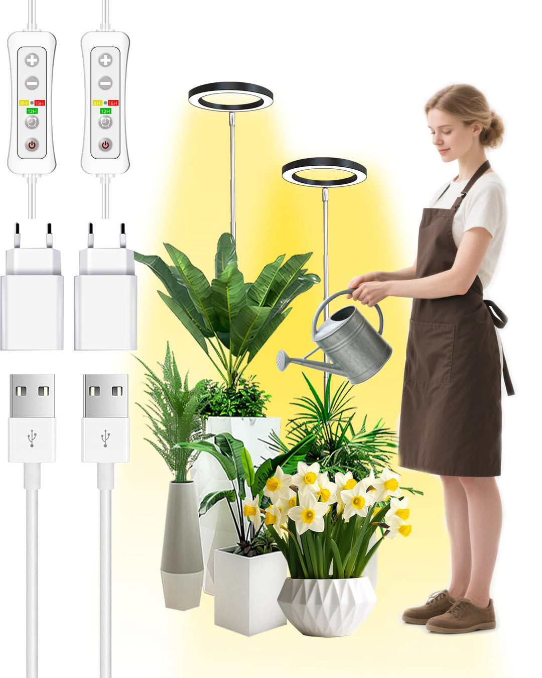 Wachstumslampe für Zimmerpflanzen LED Grow Light Full Spectrum,35~155cm Wachstumslampe höhenverstell