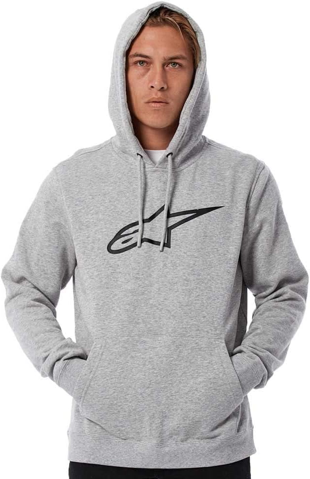 Alpinestars Herren Original Logo Kapuzenpullover Hoodie Sweatshirt S Grau Meliert/Schwarz, S Grau Me