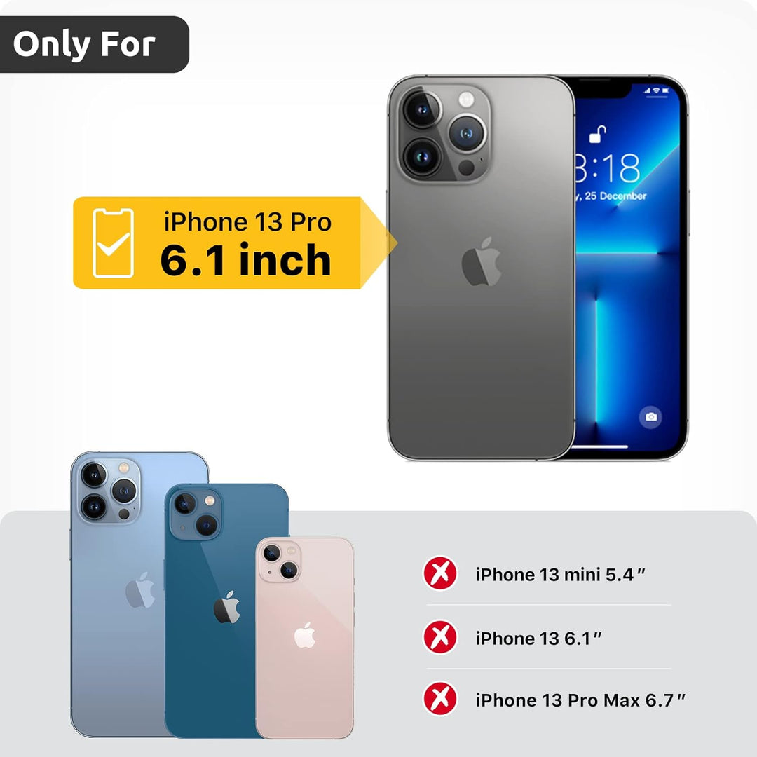 GOODVISH 3 in 1 Handykette für iPhone 13 Pro 6,1", mit 2 Stück Schutzfolie | 360°-Schutz | Kamerasch
