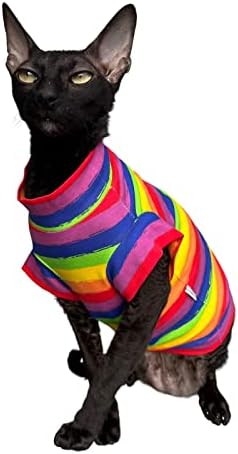 Kotomoda Katzen Kleidung Baumwolle T-Shirt Colorful Life Sphynx Katzen (L), L