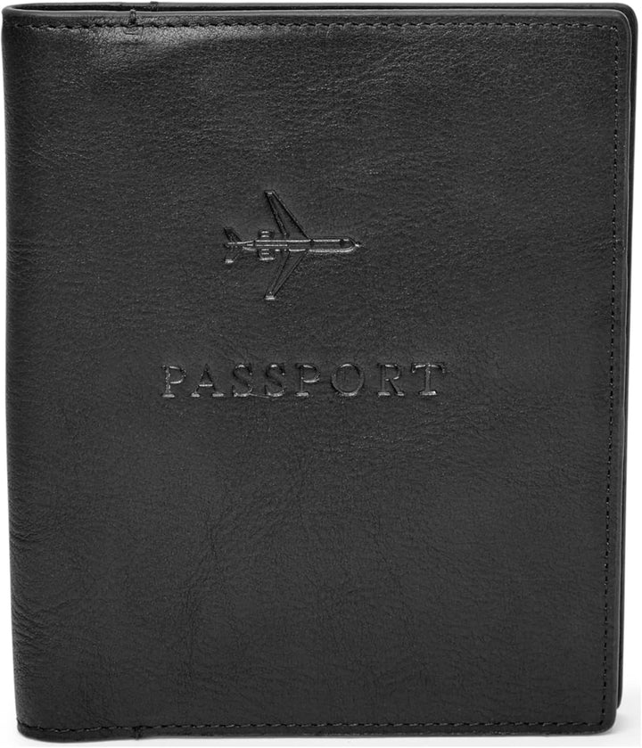 Fossil Herren Leder Reisepasshülle 11,43 cm L x 1,27 cm B x 13,97 cm H Schwarz, Schwarz