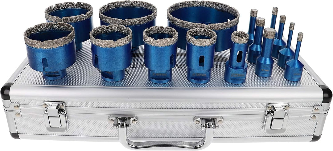 PRODIAMANT Diamantbohrer Set Fliese Feinsteinzeug trocken 15-teilig 6mm 8mm 10mm 12mm 14mm 20mm 35mm