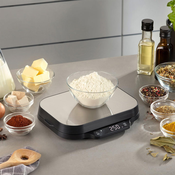 CASO KitchenDuo - 2 in 1 Küchenwaage inkl. Feinwaage, normale Wiegeskala 15kg in 1 g Schritten, Fein