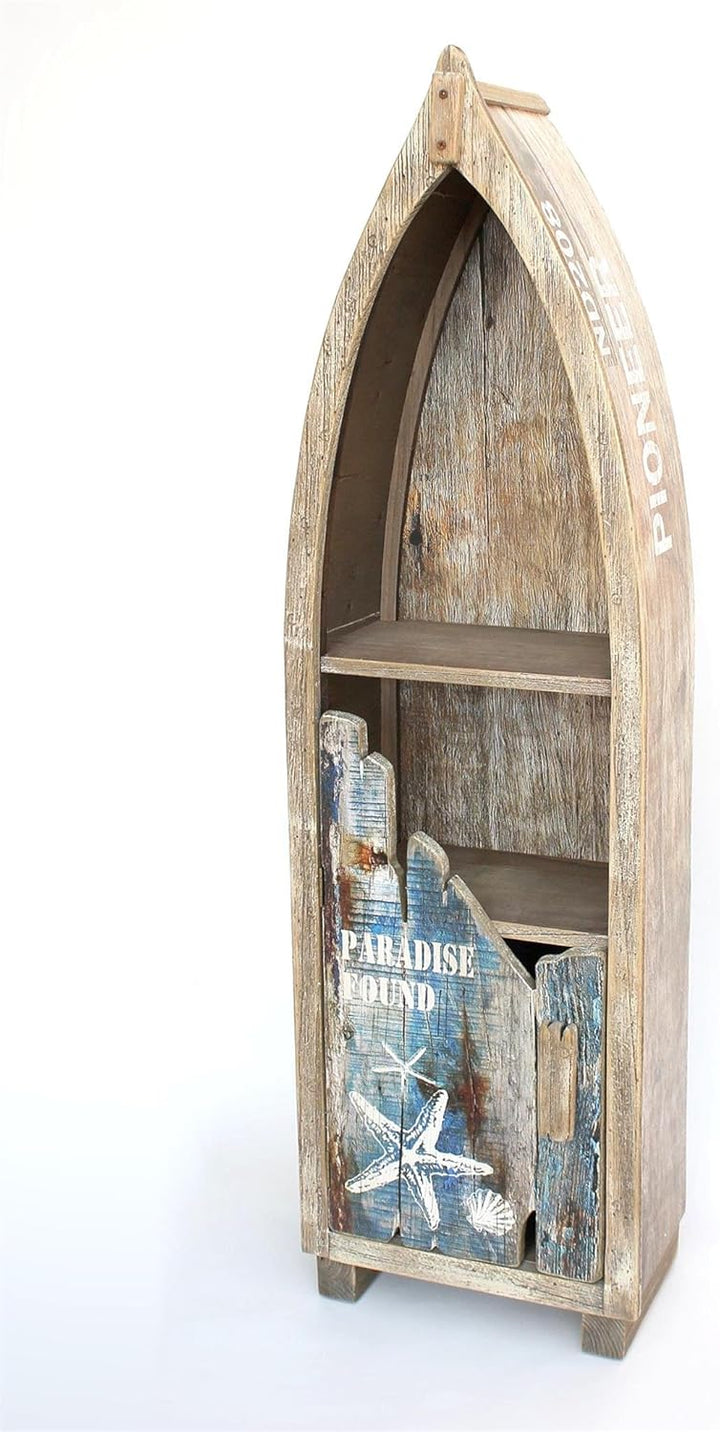 DanDiBo Regal Boot in Bootsform aus Holz Antik 7309 Maritim Bootsregal Badregal Badschrank Braun