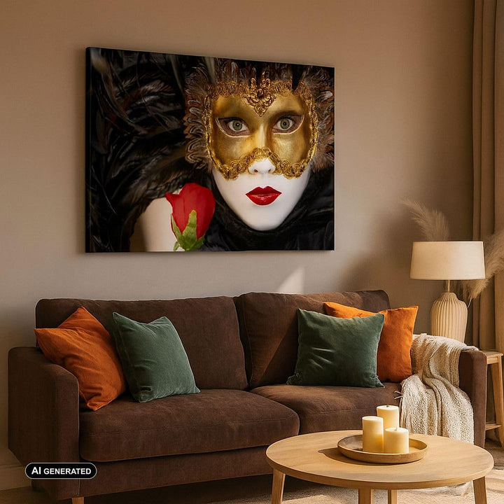 Bilder auf Leinwand Karnevalsmaske Maskottchen grüne Lippen Leinwandbild 70x50cm Wandbilder Dekorati