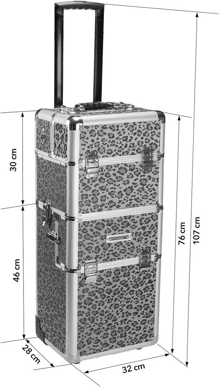 anndora 2 Rad Beauty Trolley 60 Liter Salontrolley Leo Snow Muster - hochwertiger Druck haptisch, Le