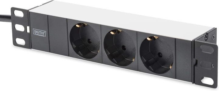 DIGITUS 10-Zoll Set - Netzwerk-Schrank 6HE Grau - Fachboden - Steckdosenleiste - 8-Port Patch-Panel