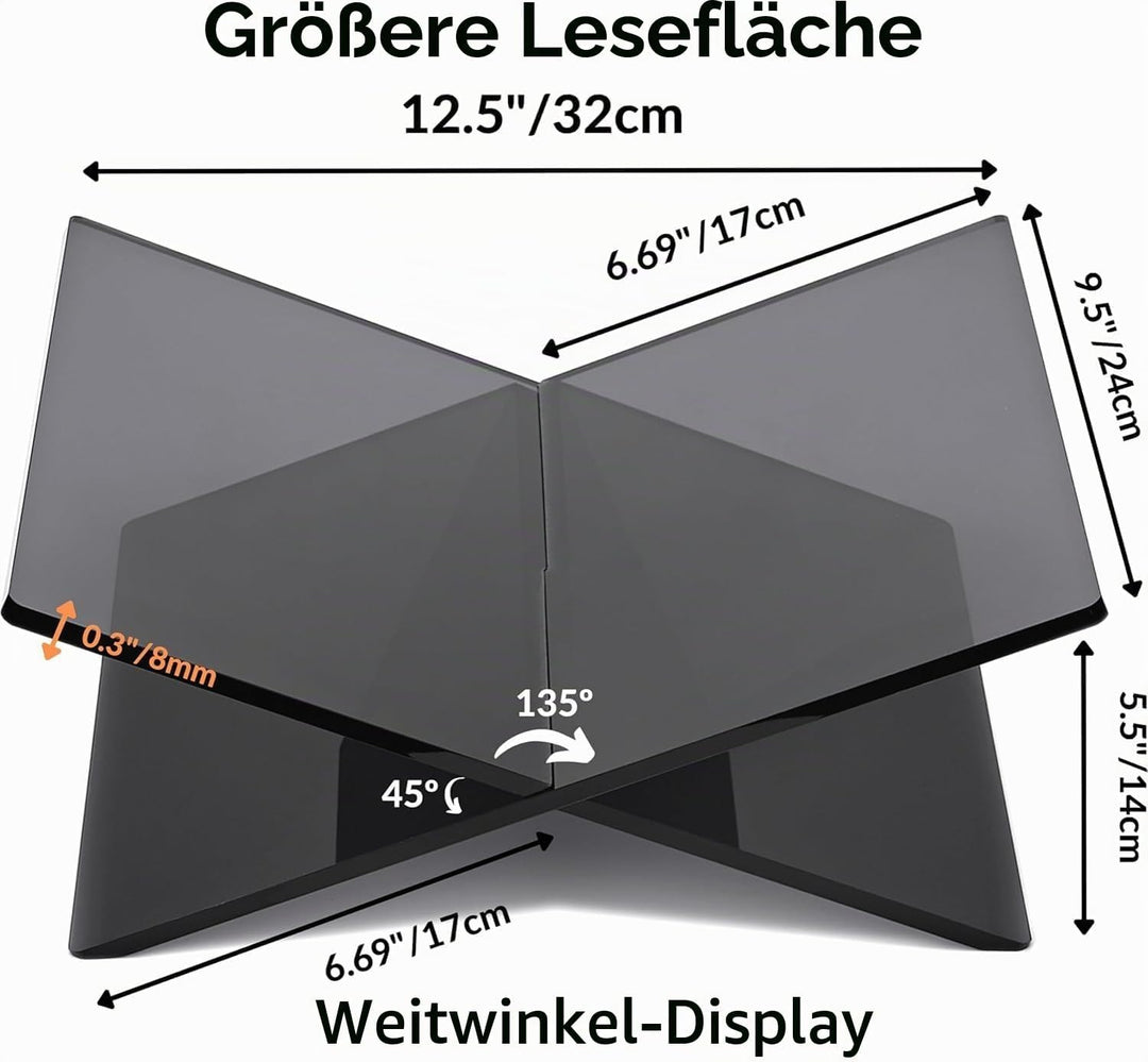 Honygebia Schwarzer Acryl Buchständer - Kreuzrahmen Acryl Buchhalter, Luxus Plexiglas Leseständer of
