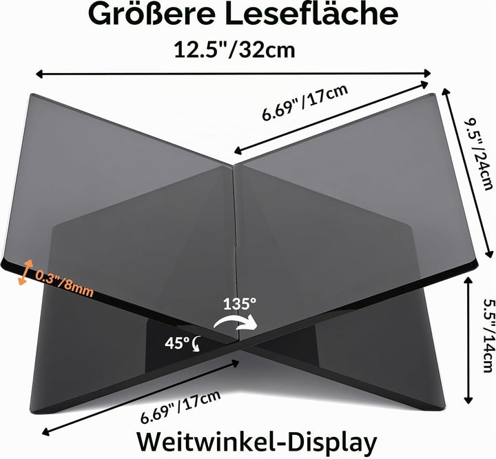 Honygebia Schwarzer Acryl Buchständer - Kreuzrahmen Acryl Buchhalter, Luxus Plexiglas Leseständer of