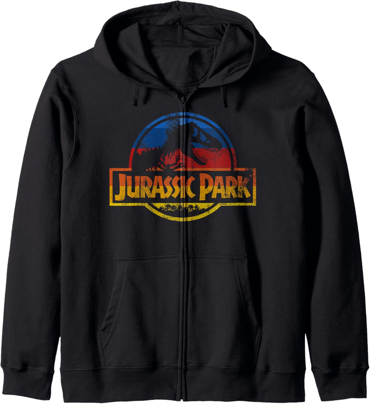 Jurassic Park Retro Distressed Rainbow Logo C1 Kapuzenjacke