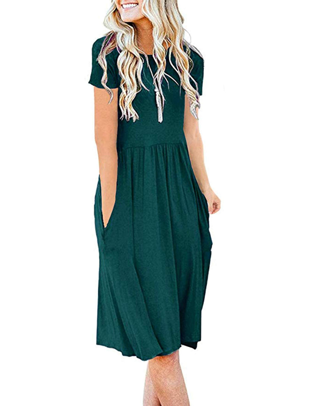AUSELILY Damen Kleider Sommer Sommerkleider Knielang Kurzarm Freizeitkleid Schicke Shirtkleider mit