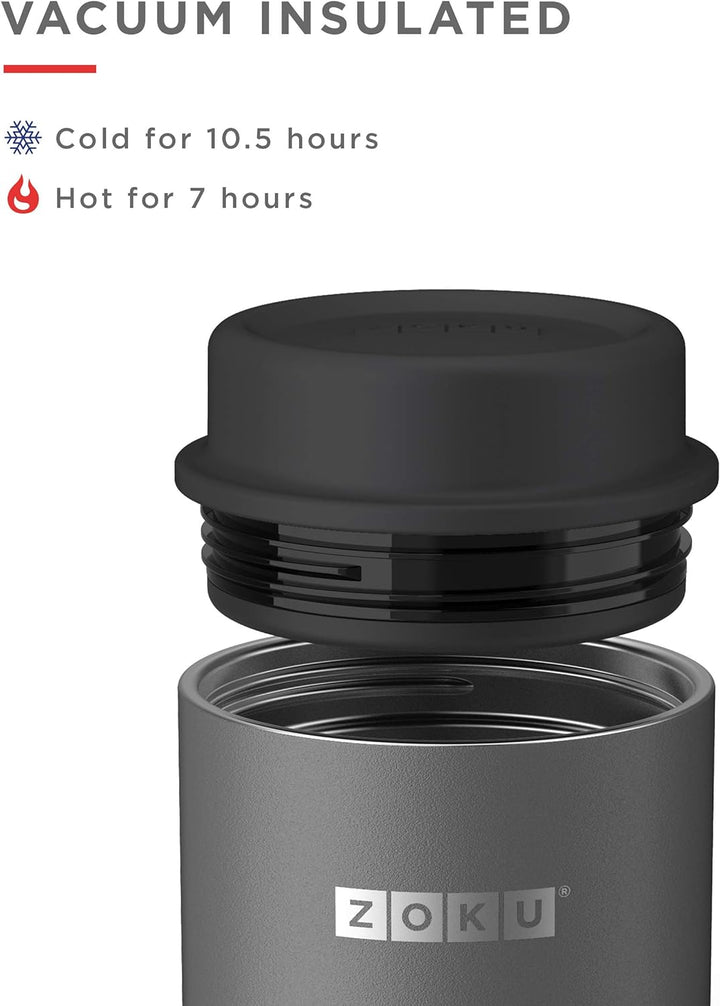 Zoku Neat Stack Lebensmittelbehälter, doppelwandig, vakuumisoliert, 473 ml, silberfarben 16 Ounce Si