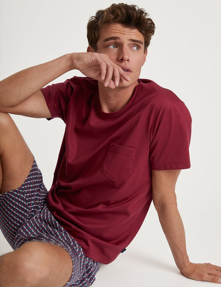 CALIDA Relax Imprint Kurz-Pyjama Herren, aus 100% Baumwolle, pflegeleicht, elastisch und formstabil,