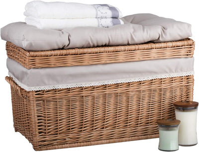 e-wicker24 Wäscheschrank, Truhe für Wäsche, Wäschekorb, Wäschepuff aus Weide, Spielzeugkorb aus Weid