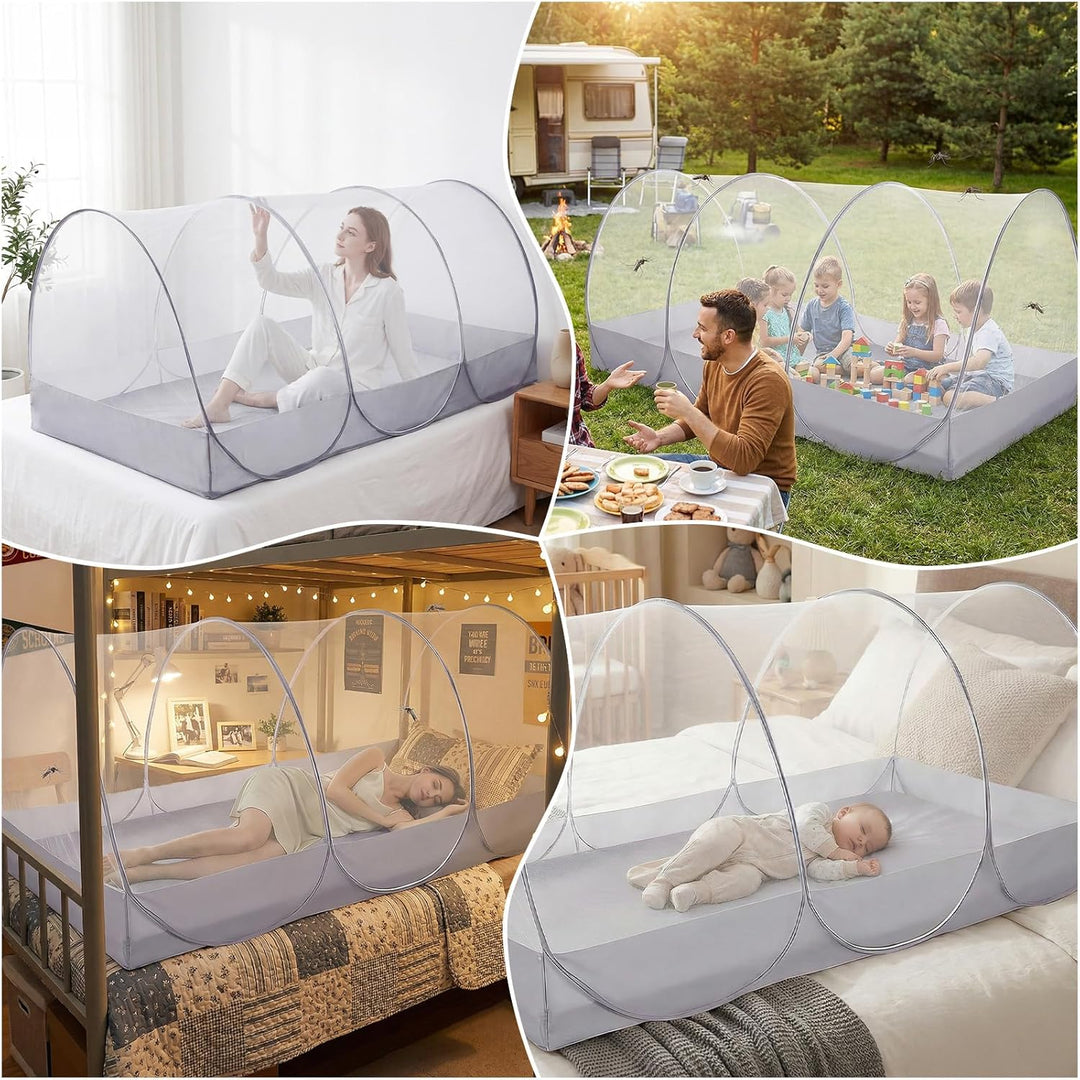Pop Up Moskitonetz Bett 190x90x90cm Gross, Faltbares Bettzelt für Reise Camping Outdoor, Moskitonetz