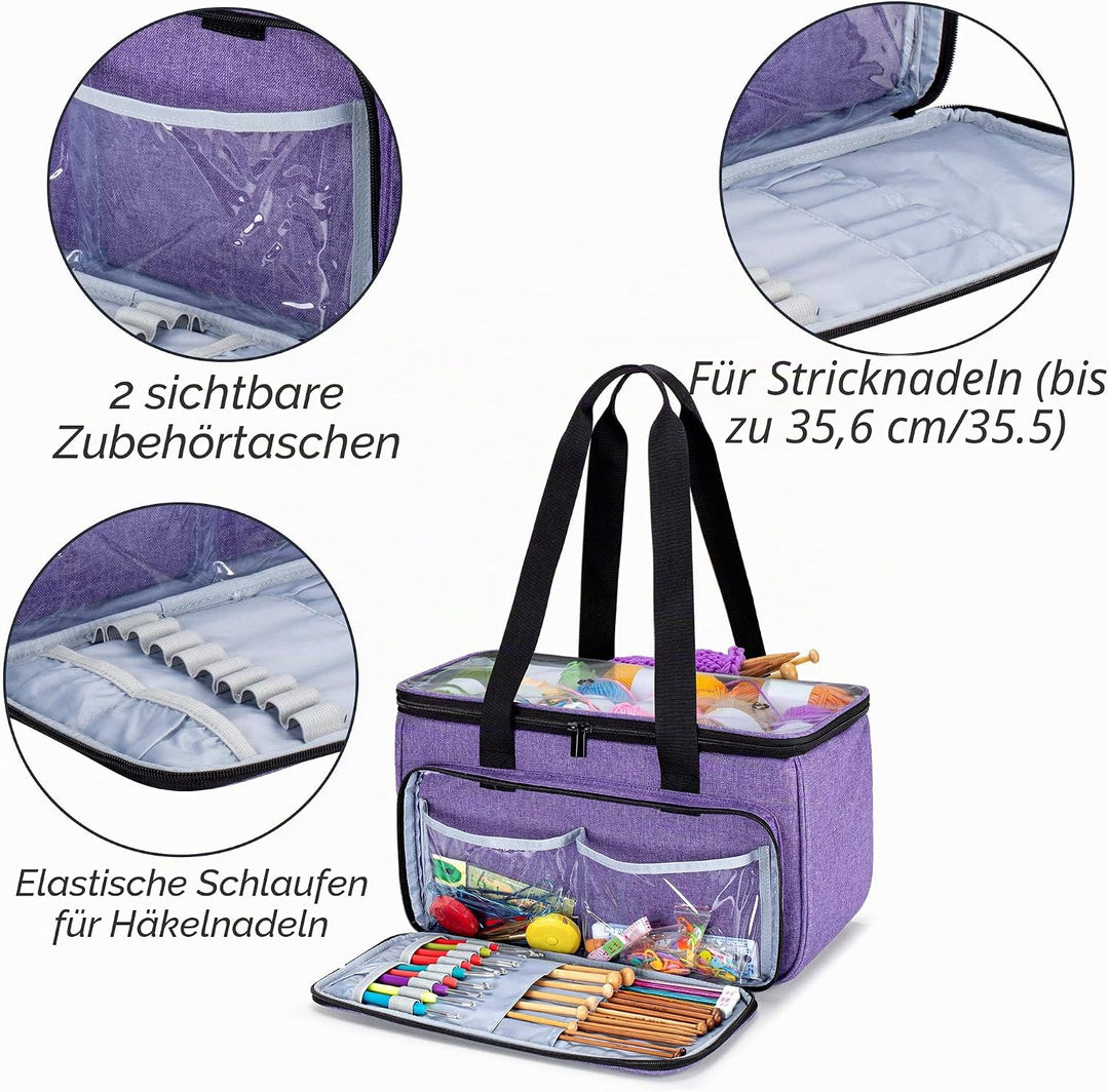 Yarwo Tasche für Garnaufbewahrung, Stricktasche zur Aufbewahrung von Wolle, Handarbeitstasche mit Gr