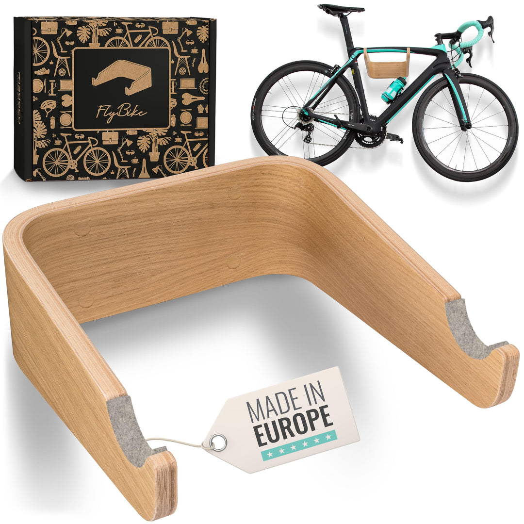 madeco Fahrrad Wandhalterung Holz - FlyBike S Eiche - Design Fahrradhalterung Wand Aufhängung für Wo