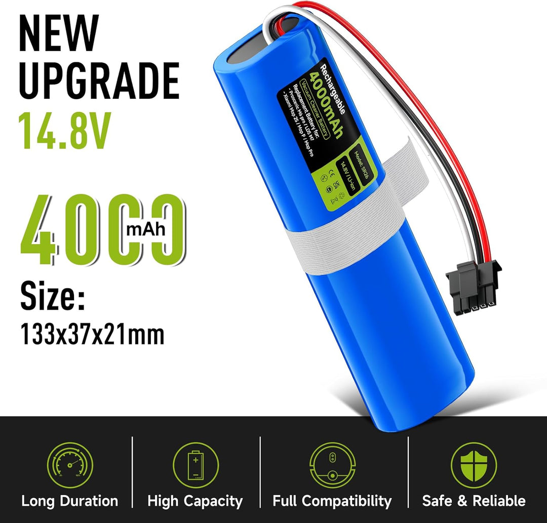 Mspalocell Ersatzakku 4000mAh/14,8V für Proscenic M6 Pro/LDS M7, für Xiaomi Vacuum Mop 2S / Mop P/Mo